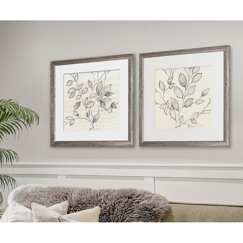 Whispering Leaves 2 Piece Picture Frame Painting Print Set on Paper